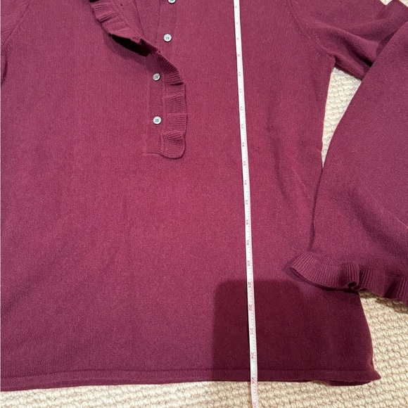 Beautiful Tory Burch cashmere sweater-ruffle neck, button front, ruffle sleeve - Picture 3 of 6
